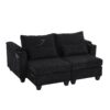 Convertible Chaise Lounge Loveseat Sofa Bed With USB Ports, Cup Holders, Phone Holder & Storage - Black - Image 11