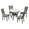 5 Piece Dining Round Table Set With One Faux Marble Top Dining Table And Four Pu-Leather Chairs - Gray - Image 17