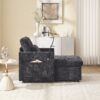 Multifunctional Lazy Person Sofa Recliner With Storage Backrest And Cell Phone Bracket For Living Room Or Bedroom - Black - Image 12