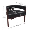 Modern Accent Chair Teddy Upholstered Armchair With Open Back 3 Legs Barrel Dining Chair - Black - Image 3