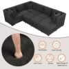 U-Shaped Sectional Sofa Pull Out Sofa Bed With Two USB Ports, Two Power Sockets, Three Back Pillows And A Storage Chaise For Living Room - Black - Image 8