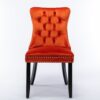 Nikki - Modern, High-End Tufted Solid Wood Contemporary Velvet Upholstered Dining Chair With Wood Legs Nailhead Trim (Set of 2) - Orange - Image 3