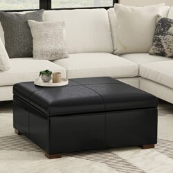 Gabbie - Square Coffee Table Storage Ottoman - Black