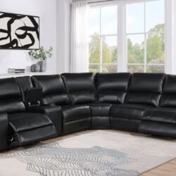 Saul - Leather Aire Power Recliner Sectional Sofa With USB Port Cupholder Console - Black