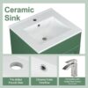 20" Bathroom Vanity With Sink, Freestanding Cabinet With Door Shelf And Adjustable Shelf, And Ceramic Construction - Green - Image 7