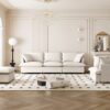 3 Piece Living Room Set Modular L Shaped Sectional Couch Upholstered, 3 Seater Sofa & Armchair & Movable Ottoman 5 Seat - Beige - Image 8
