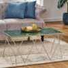 Modern Glam Marble Coffee Table With Gold Base - Green - Image 2