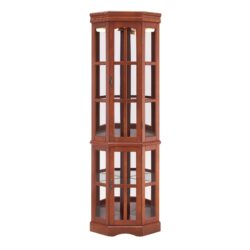 Corner Curio Cabinet With 5 Shelves And Lighting System (E26 Light Bulb Not Included) - Walnut