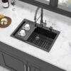 Kitchen Sink Granite Composite Drop In Sink With Durable Material - Black - Image 5