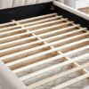 Modern Queen Size Upholstered Bed Frame With Thick And Headboard - Beige - Image 6