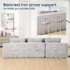 Modern L Shaped Sectional Sofa With Memory Foam & Steel Frame, Corduroy Fabric - Light Gray - Image 8