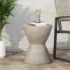 Outdoor Hourglass Shaped Side Table - Light Gray - Image 2