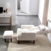 Recliner Soft Cozy Sofa Chair With Ottoman - Cream White - Image 4