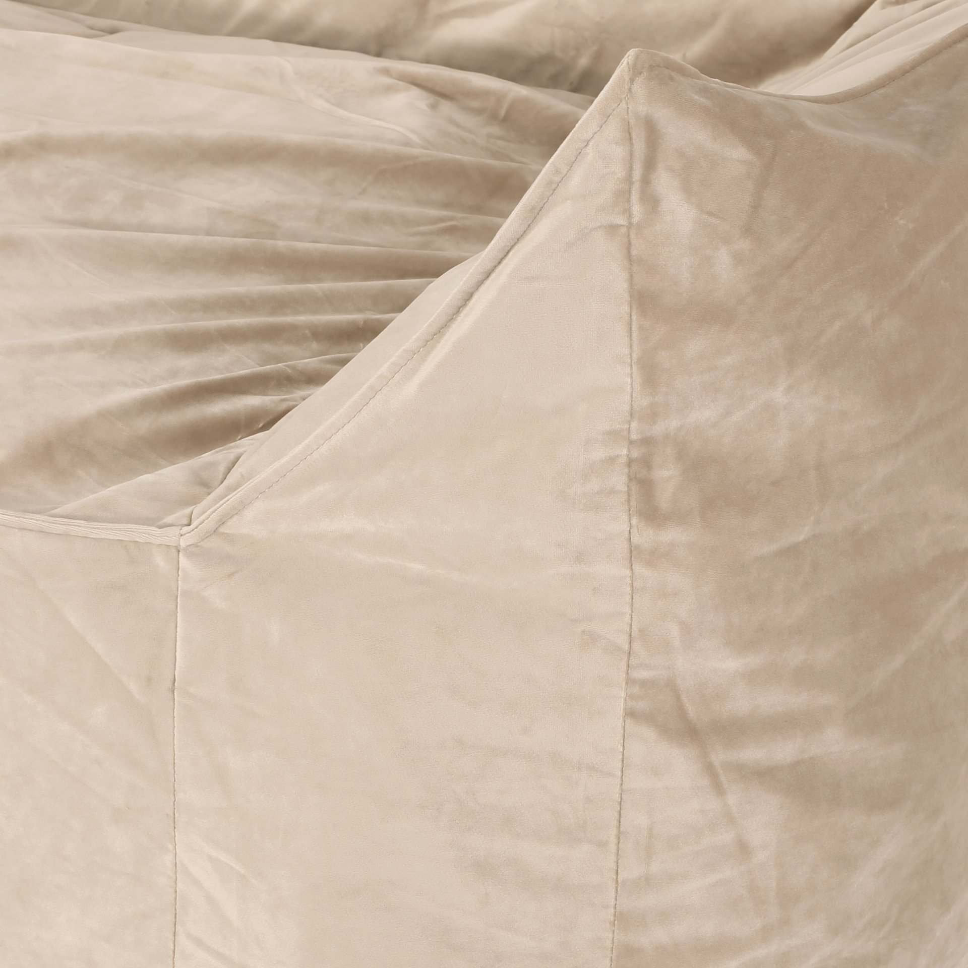 Fila - Velveteen 2 Seater Oversized Bean Bag Chair With Armrests - Taupe - Image 5