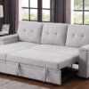 Lucca II - Woven Fabric Reversible Sleeper Sectional Sofa With Storage Chaise and Pocket Coil Seating - Light Gray - Image 8