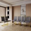 Modern Dining Chairs High Back Upholstered Side Chair With C Shaped Tube And Plating Golden Metal Legs (Set of 2) - Gray - Image 19