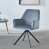 Modern Desk Chair No Wheel, Ergonomic Office Chair Home Office Upholstered Chair, Computer Chair For Bedroom, Reception Room, Living Room With Metal Legs - Blue - Image 2