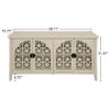 Hollowed Out Cabinet With 4 Doors, Suitable For Bedroom - Natural - Image 3