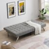 Modern Sofa Bed With Wood Frame And Stainless Legs - Gray - Image 4