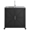 Outdoor Movable Kitchen Sink Patio Modular Kitchen Sink Station With Cabinet For Garden, Patio, Backyard - Matte Black - Image 9