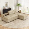 Versatile Sofa Bed Modular Sofa Free Combined Sofa With 2 Storage Racks - Brown - Image 2