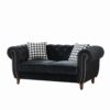 Chesterfield 3 And 2 Seater Velvet Upholstery Sofa With Roll Armrest & Nailhead Fabric Couch For Living Room & Office - Black - Image 9