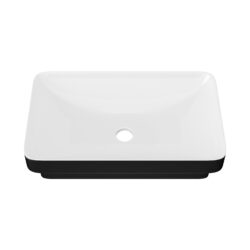 Semi Recessed Bathroom Sink With Vessel Design, Durable Glazed - White / Black
