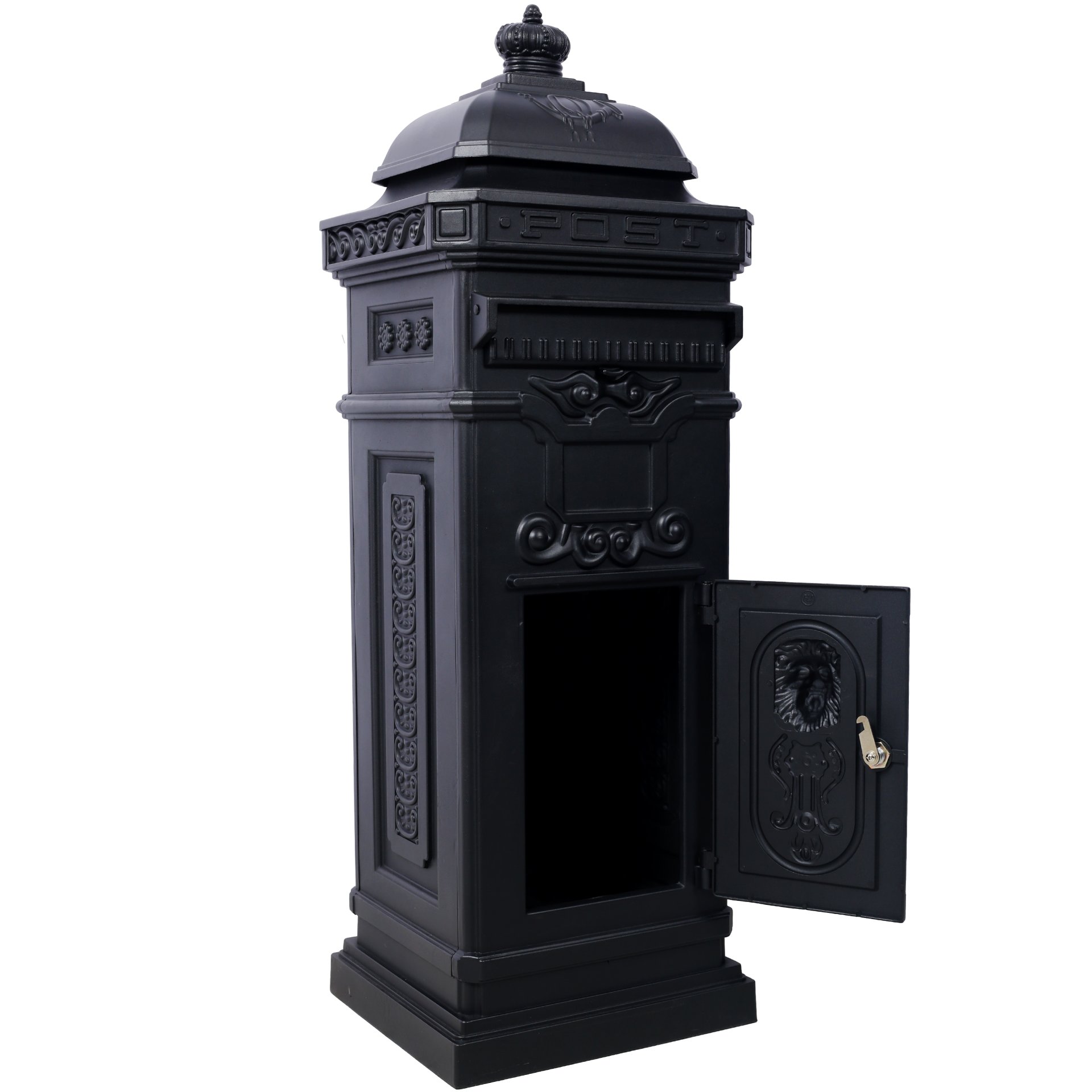 Mailboxs Residential Large Capacity Letter Box Aluminum Outdoor Rainproof Postbox Statue - Black - Image 4