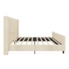 King Size Upholstered Bed Frame With Vertical Stripe Wingback And High Footboard - Cream - Image 6