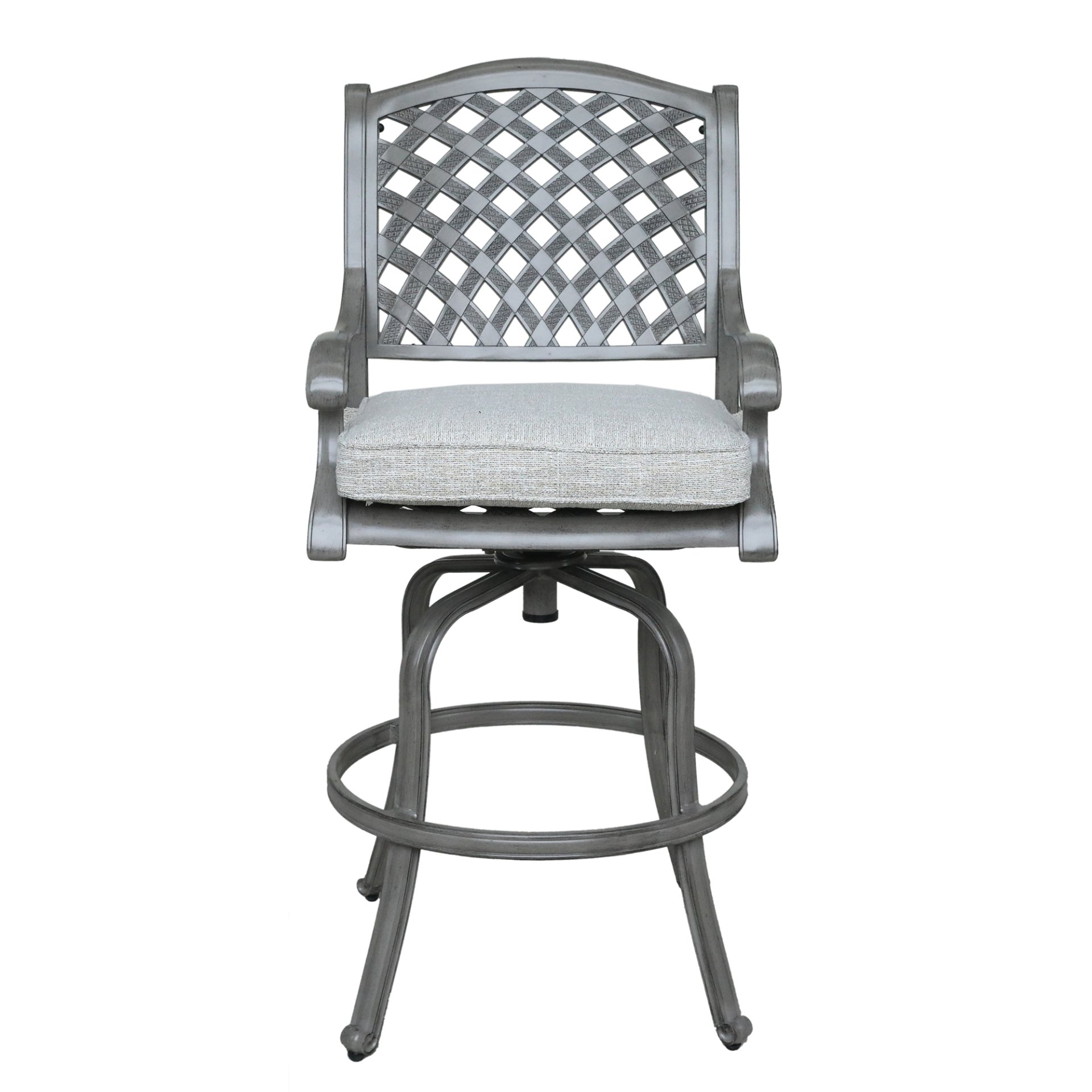 Outdoor Aluminum Swivel Barstools With Cushions (Set of 2) - Golden Gauze - Image 5