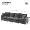 Modern Modular Sofa, 4 Seat Chenille Sectional Couch Set With 2 Pillows Included, Freely Combinable Indoor Funiture - Black / Gray - Image 23