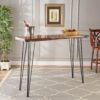 Modern Industrial Breakfast Bar Table, Metal Hairpin Legs & Wood Veneer Top - Natural - Image 2