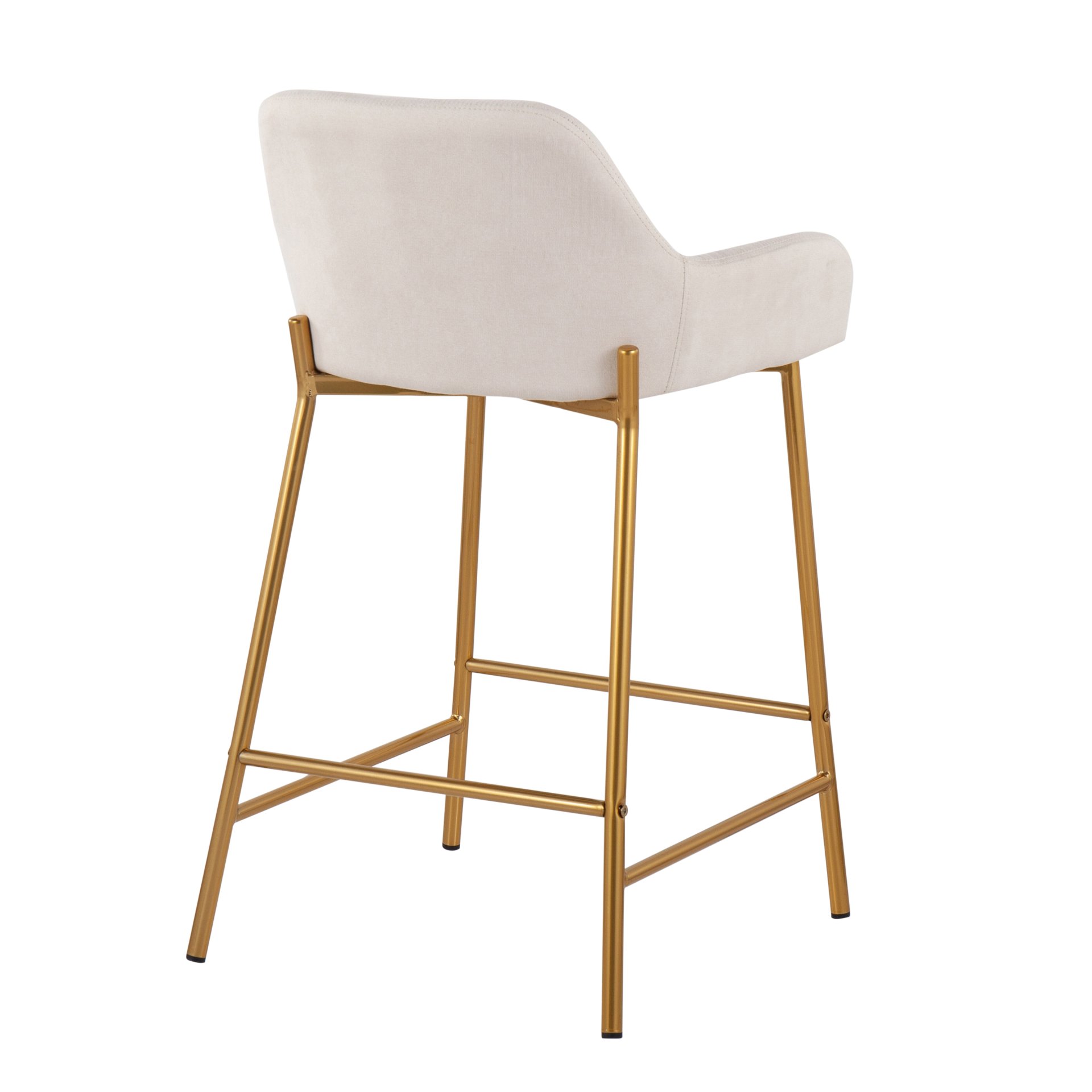 Daniella - Contemporary / Glam Fixed Height Counter Stool (Set of 2) - Gold / Cream - Image 4