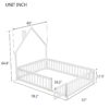 Full House-Shaped Headboard Floor Bed With Fence - White - Image 8
