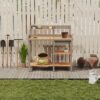 Outdoor Potting - Bench, Workstation Table With Cabinet For Backyard Garden Supplies - Gray / Brown - Image 5