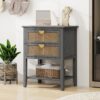 2 Drawer Side Table - Natural Rattan - End Table - Suitable For Bedroom, Living Room, Or Study - Gray - Image 4