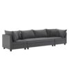 Modern Modular Sectional Oversized 4 Seat Couch Set & 4 Pillows, Minimalist Style Wide Seat Comfy Sofa - Gray - Image 2