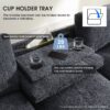 Sectional With Bluetooth Speaker Comfy Cloud Couch Set With Drop Down Table Cup Holders, USB Charger Storage Armrest Wide Seat Sofa - Dark Gray - Image 19