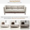 Upholstered Sofa Modern 3 Seater Sofa Couch With Tufted Design For Living Room - Grayish Beige - Image 8