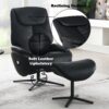 Labotina - Top Grain Leather Accent Chair With Swivel & Ottoman - Black - Image 8