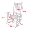 Classic Wooden Porch Rocker Chair Populus Wood Comfortable Design - White - Image 3