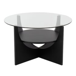 U - Shaped Contemporary Coffee Table - Black / Clear