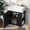 Modern Floating Bathroom Vanity With Ceramic Basin, Perfect For Small Bathrooms, Right Side Storage - Black - Image 3