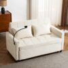 Loveseat Sofa Pull Out Sofa Bed Sleeper Sofa With A Reversible Backrest Cushion, Side Pockets, 2 USB Ports And A Phone Holder For Living Room - Beige - Image 11
