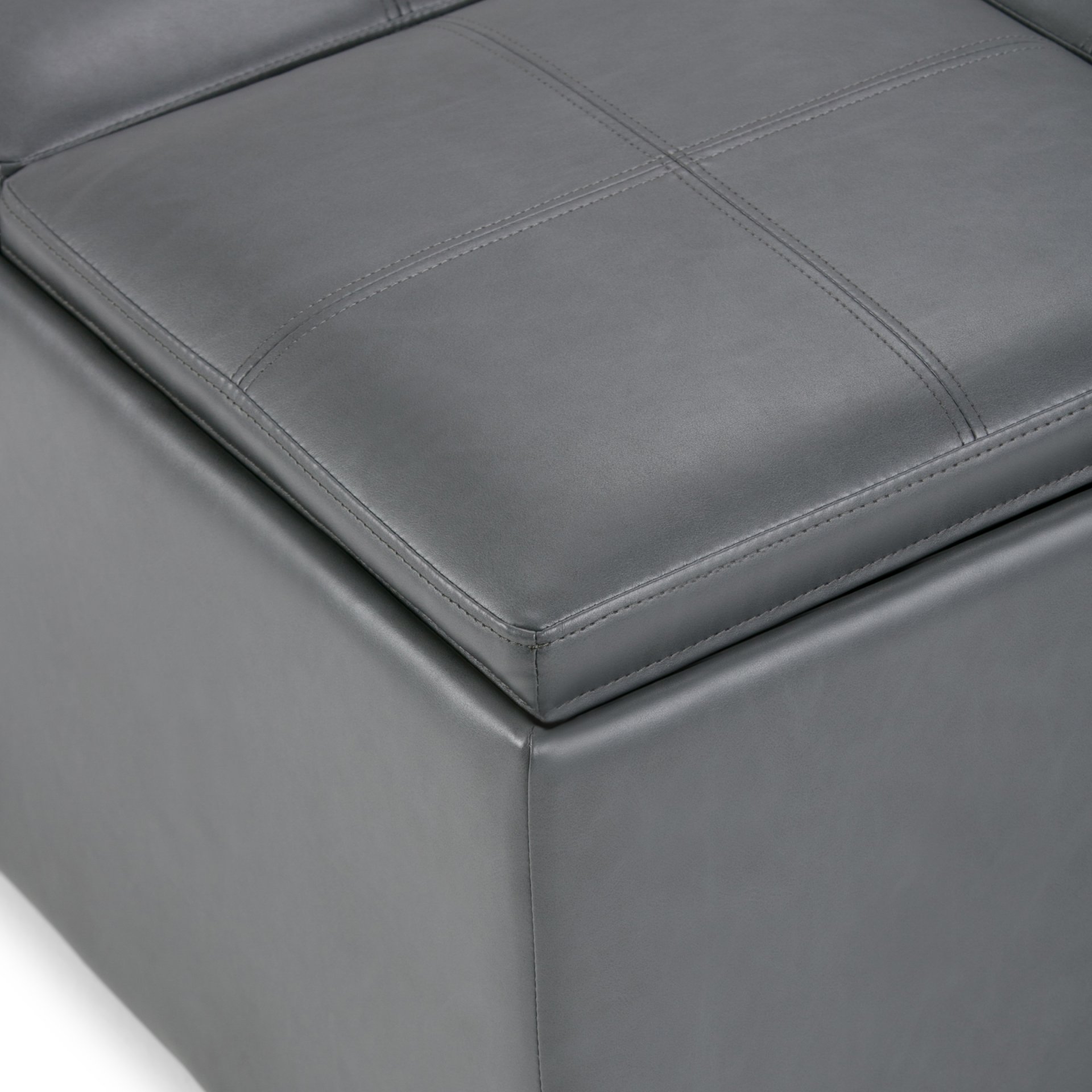 Avalon - Square Coffee Table Storage Ottoman - Stone Gray - Image 8