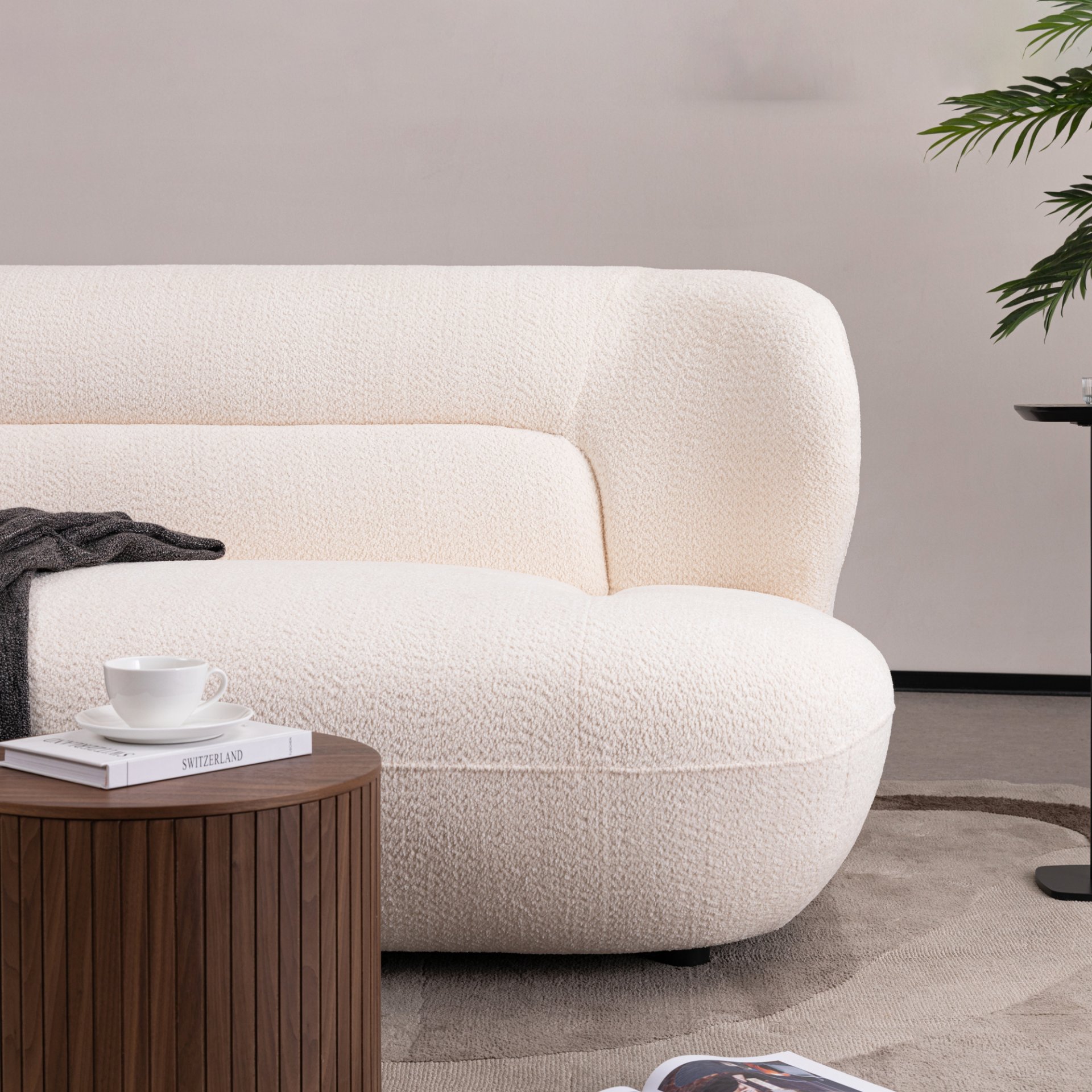 Modern Fashion Yp40116W Circular Curve Design Sofa, 4 Seater For Office & Bedroom - White - Image 10