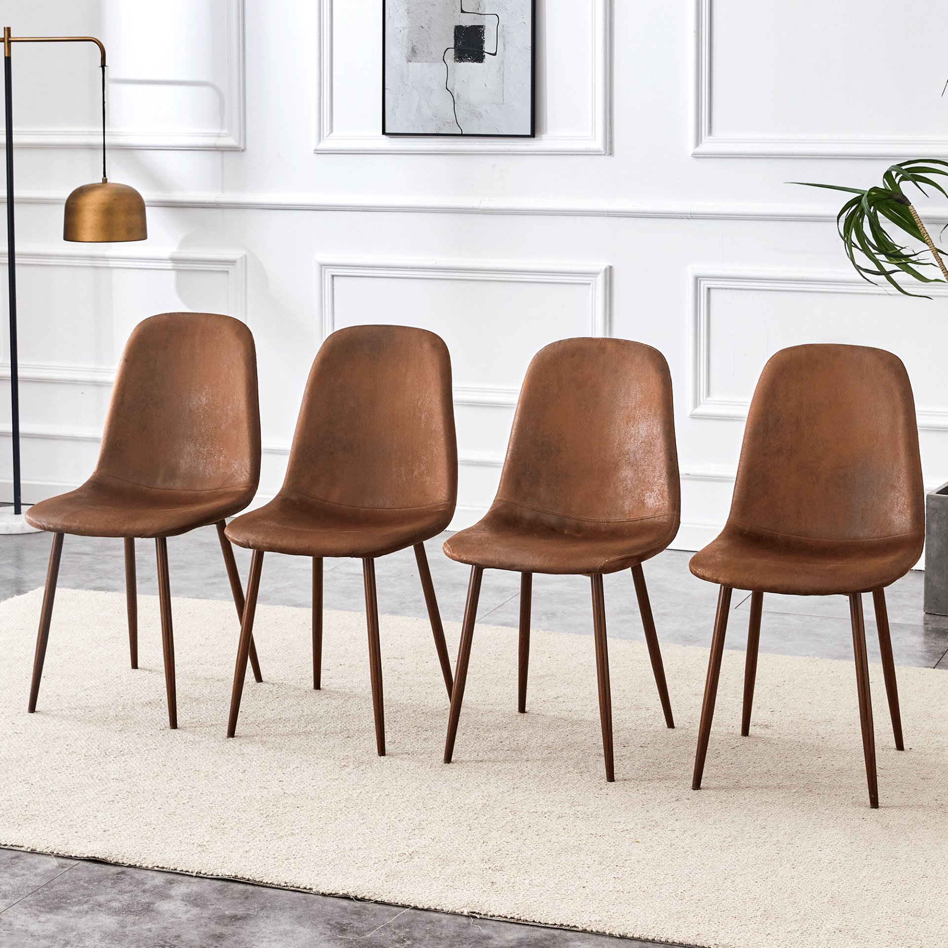 (Set of 4) Backrest AndTransfer Legs Chairs Adding A Touch Of Elegance To Minimalist And Scandinavian Style Homes - Walnut - Image 4