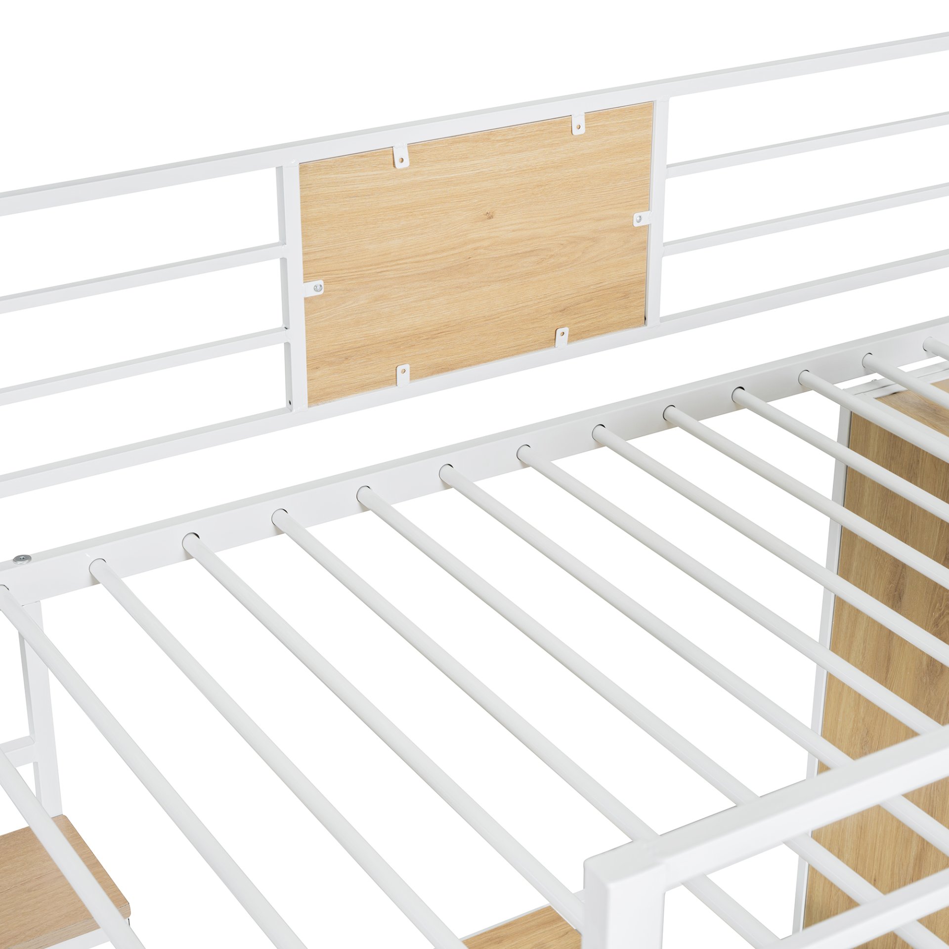 Twin Size Loft Bed With L Shape Desk And Wardrobe - White - Image 16