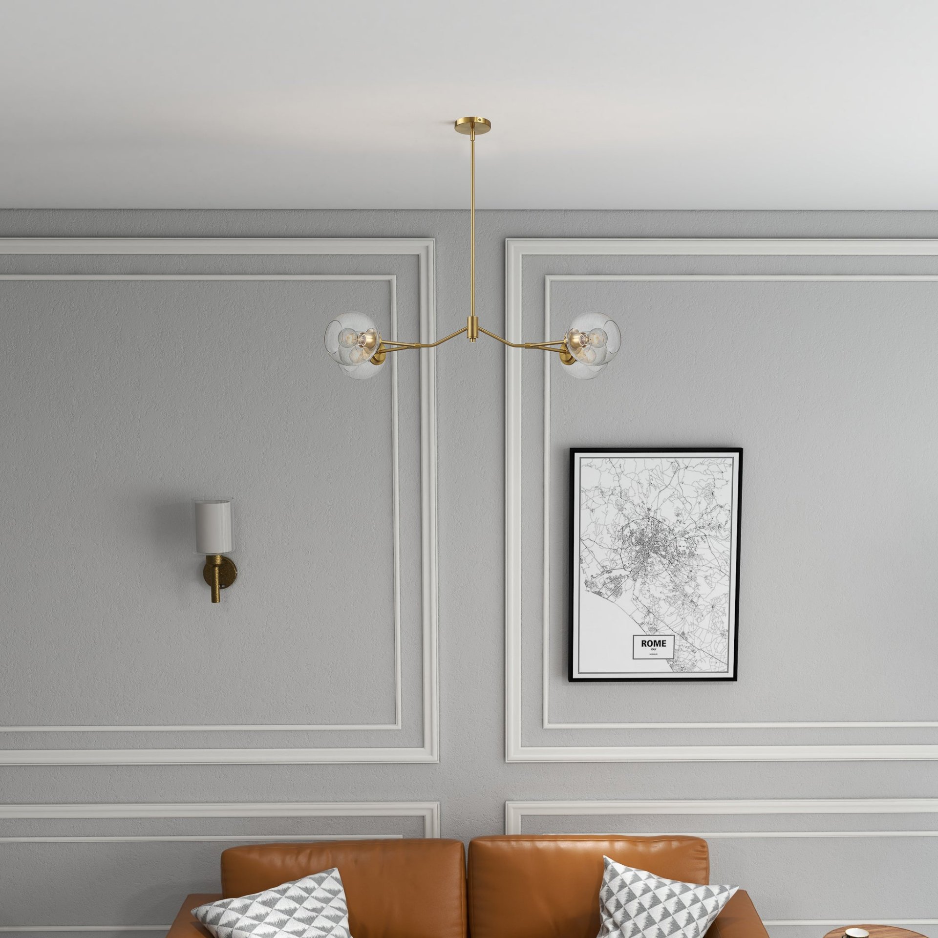 Jewel - 4 Lights Modern Farmhouse Chandelier Ceiling Hanging Light Fixture - Clear / Gold - Image 6