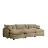 Oversized Modular Cushion Sofa Set & Portable Ottoman L Shaped Corner Low Back Deep Seating In Corduroy - Tan - Image 14